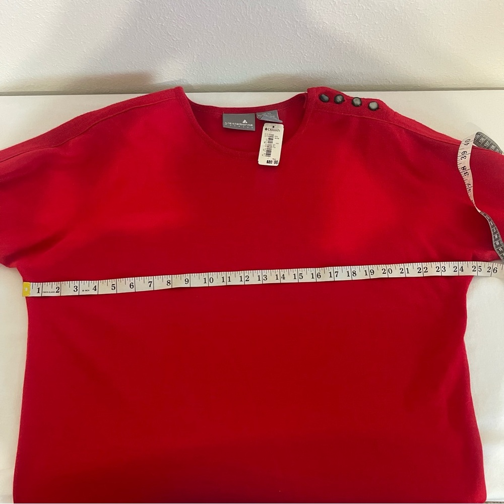 Liz Claiborne Vintage Red Long Sleeve Dress with Button Accents & Shoulder Pads - Picture 9 of 10